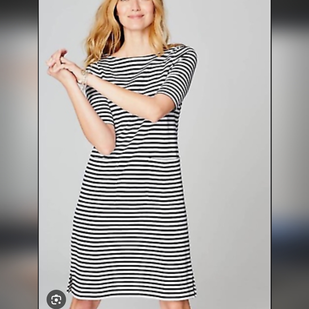 +J. Jill Navy and White Stripe Nautical Tshirt Dress 100% Cotton
